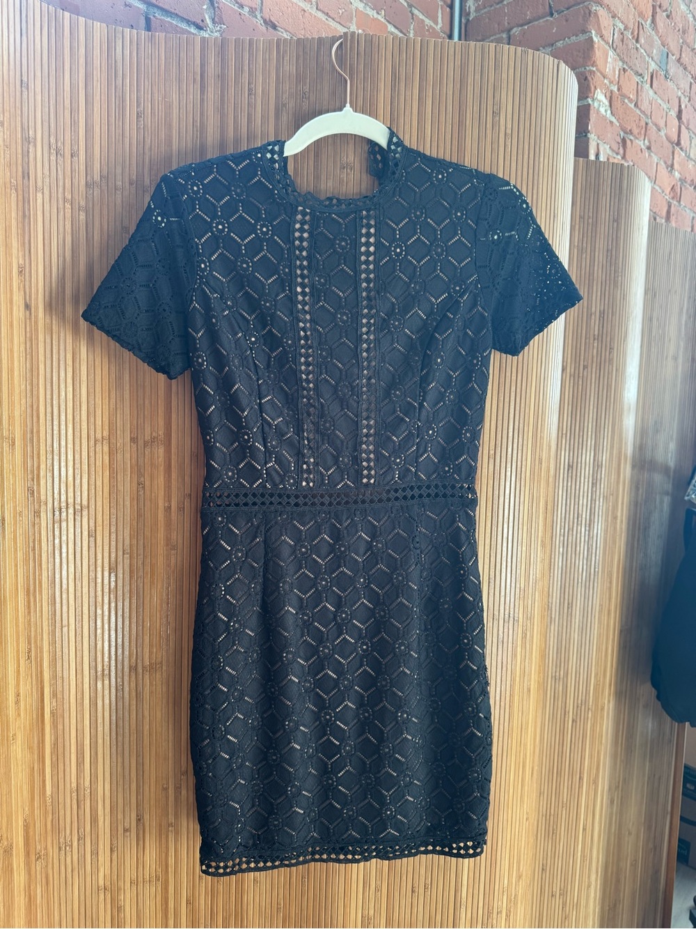 Forever 21 Black Lace Short Sleeve Midi Dress